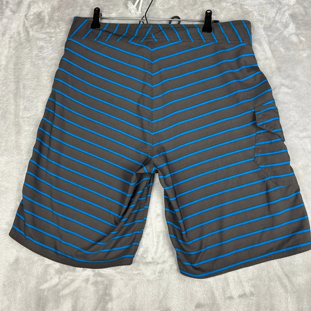 The North Face Mens Swim Trunks Board Shorts Striped Blue Gray‎ Size 34